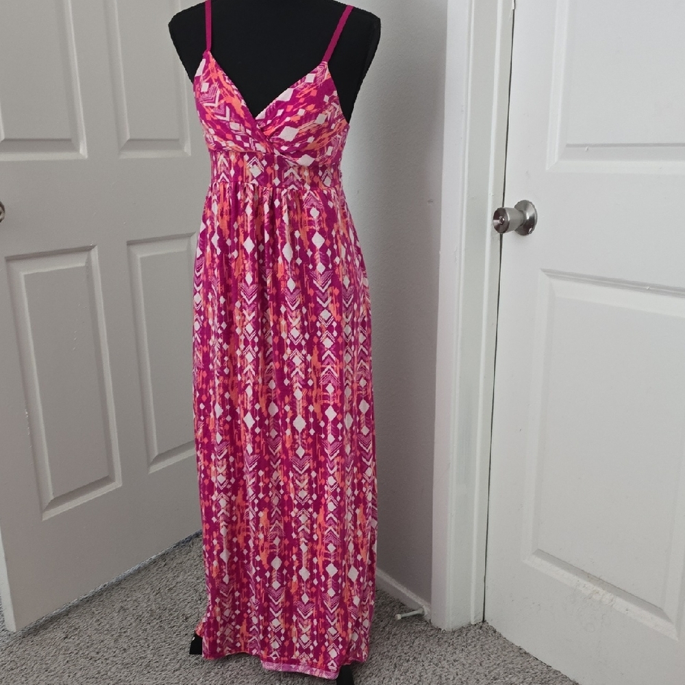 Pink Patterned Maxi Dress